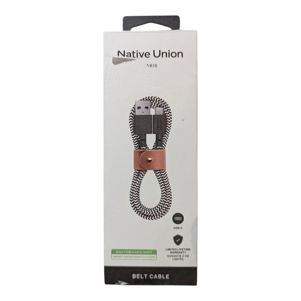 V4. Native Union‎ Belt Cable 4' USB-C to USB-A Cable - Zebra